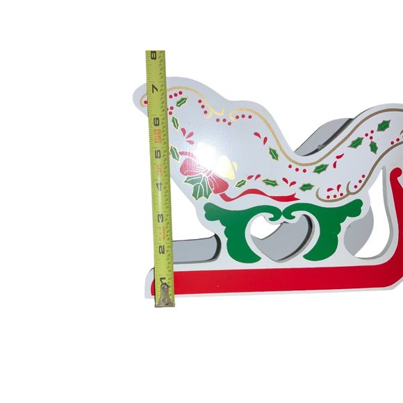 Wood Santa sleigh with Artificial Arrangement Centerpiece vintage - Picture 9 of 15